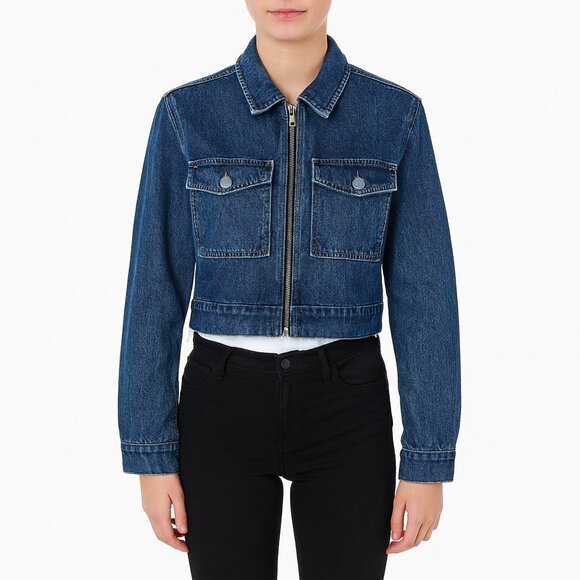 Reformation Jackets & Blazers - Reformation Jeans Jean Jacket Zip Front Crop Style Pockets Size Small